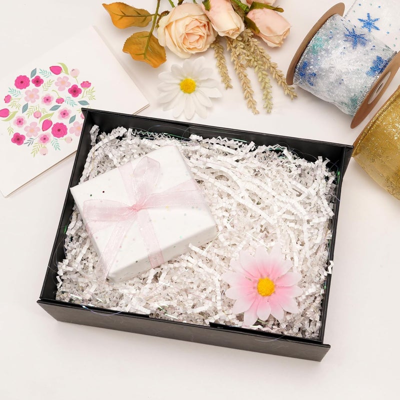 ROSYJUNE 8oz White Crinkle Cut Paper Shred Filler, Iridescent Easter Grass Confetti Shredded Paper for Gift Baskets Boxes Filling, Birthday Wedding Valentines Day Decoration - Image 4